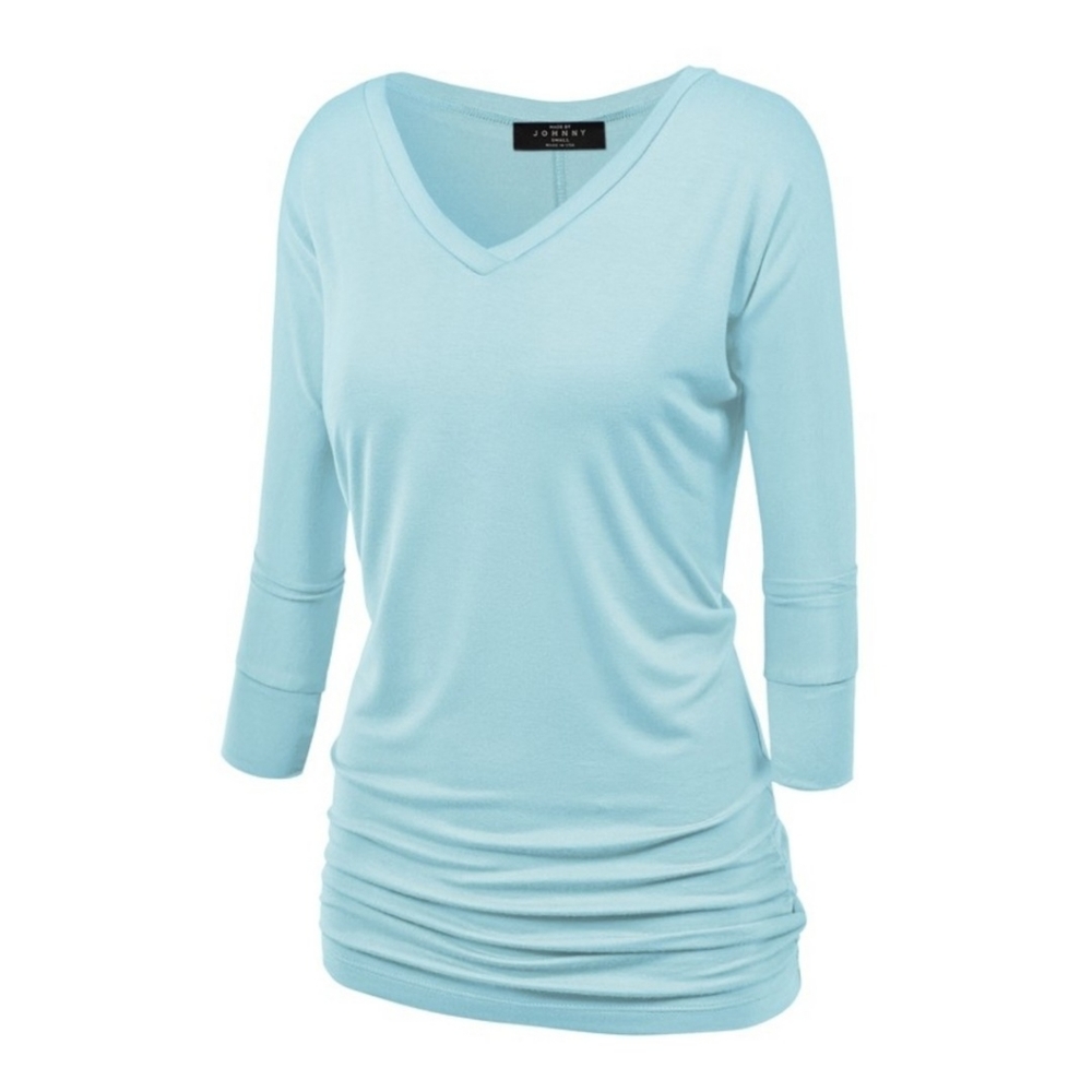 Aqua Blue Dolman sleeve jersey top